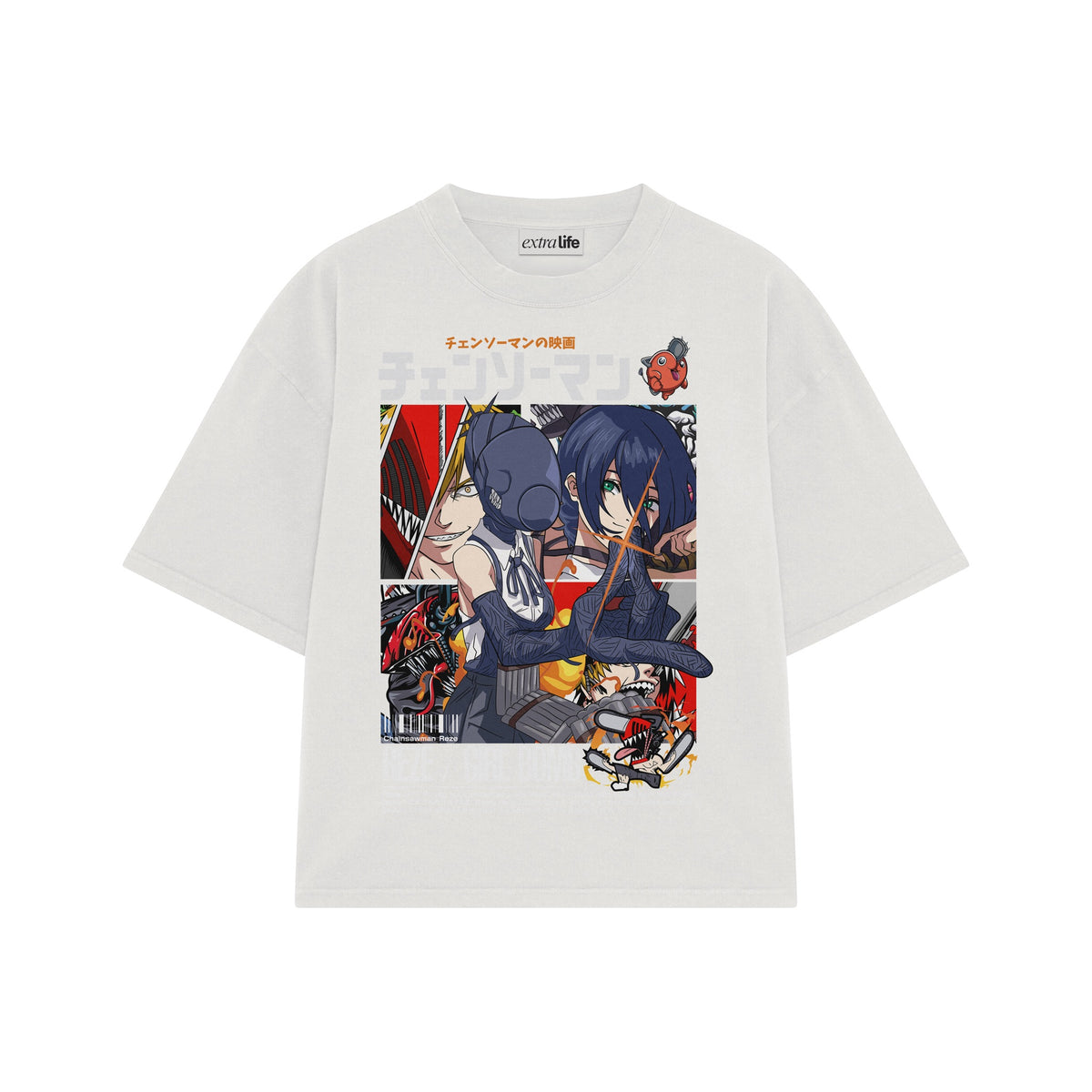 Playera streetwear premium de anime y gaming ExtraLife MX, corte oversized drop shoulder ligero y fresco en color Deep Black y Off-White, moda urbana mexicana de culto.