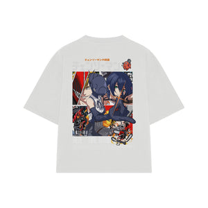 Playera streetwear premium de anime y gaming ExtraLife MX, corte oversized drop shoulder ligero y fresco en color Deep Black y Off-White, moda urbana mexicana de culto.
