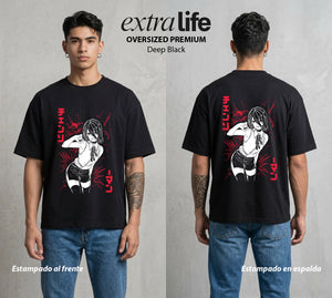 El Contrato Infernal | Bomba y Sentimientos #00489 - Playera Oversized Premium | Deep Black - Foto en modelo