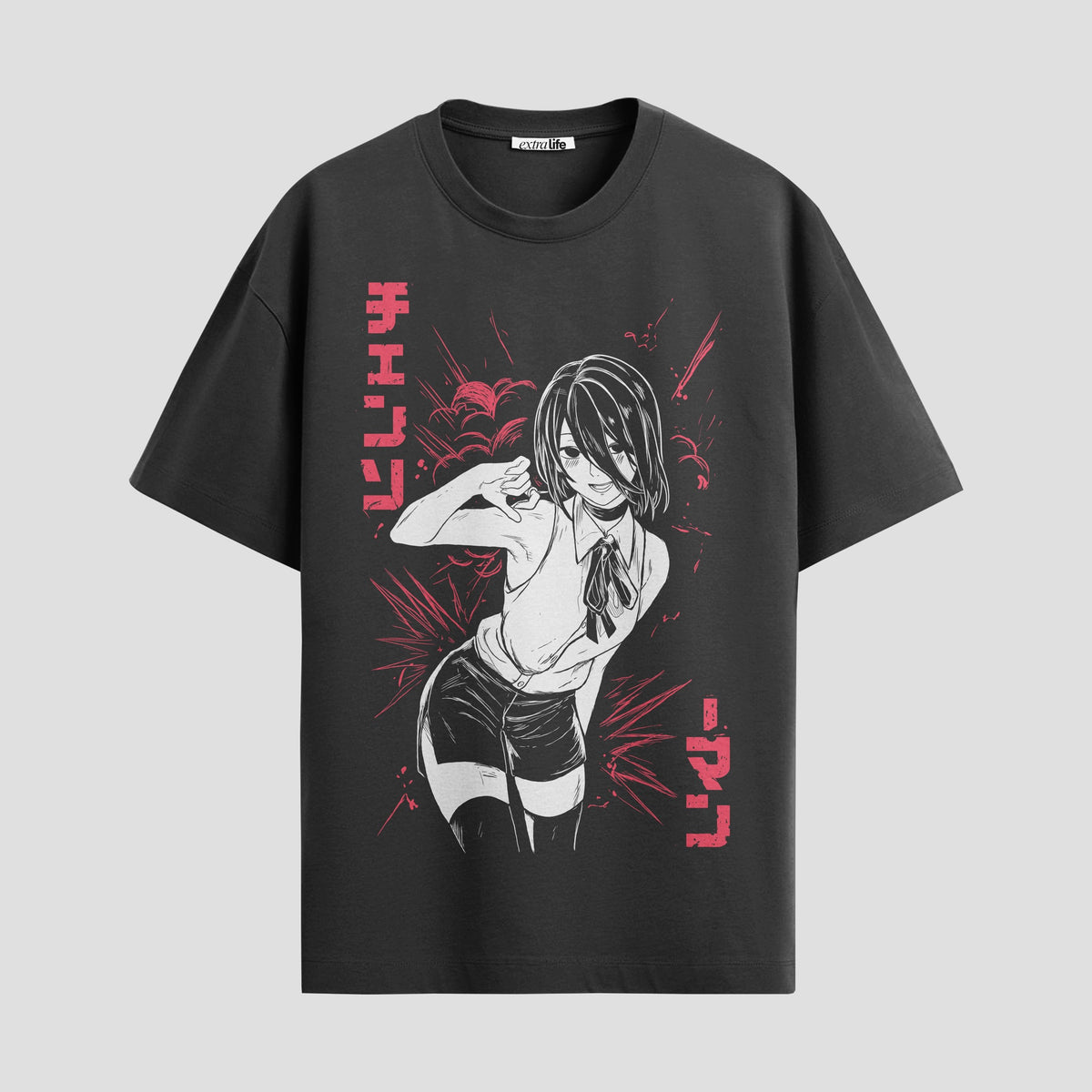 Playera urbana de anime y gaming ExtraLife MX, corte Classic Premium unisex ligero y transpirable en color Deep Black y Pure White, ropa de uso diario para gym y casual.
