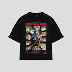 Playera streetwear premium de anime y gaming ExtraLife MX, corte oversized drop shoulder ligero y fresco en color Deep Black y Off-White, moda urbana mexicana de culto.