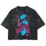 Playera streetwear premium de anime y gaming ExtraLife MX, corte boxy deluxe mineral wash heavyweight en color Acid Wash, moda urbana mexicana de culto.