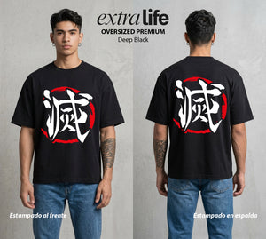 El Contrato Infernal | Hielo de la Oscuridad #00493 - Playera Oversized Premium | Deep Black - Foto en modelo