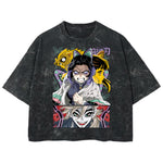 Playera streetwear premium de anime y gaming ExtraLife MX, corte boxy deluxe mineral wash heavyweight en color Acid Wash, moda urbana mexicana de culto.