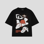 Playera streetwear premium de anime y gaming ExtraLife MX, corte oversized drop shoulder ligero y fresco en color Deep Black y Off-White, moda urbana mexicana de culto.