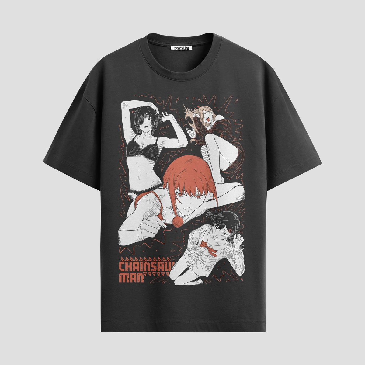 Playera urbana de anime y gaming ExtraLife MX, corte Classic Premium unisex ligero y transpirable en color Deep Black y Pure White, ropa de uso diario para gym y casual.