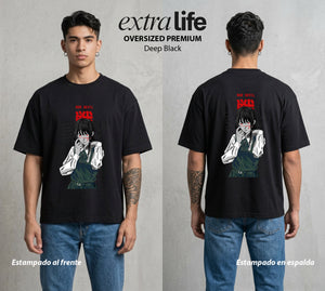 El Contrato Infernal | La Guerra Personificada #00499 - Playera Oversized Premium | Deep Black - Foto en modelo