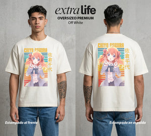 El Amor en el Manga | La Asistente del Mangaka #00505 - Playera Oversized Premium | Off White - Foto en modelo