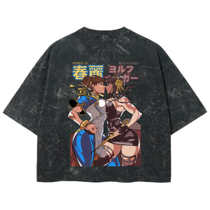 Playera streetwear premium de anime y gaming ExtraLife MX, corte boxy deluxe mineral wash heavyweight en color Acid Wash, moda urbana mexicana de culto.