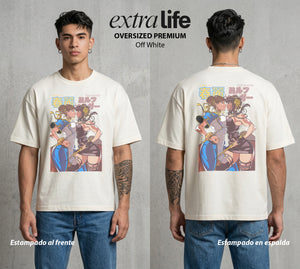 Varios Mundos | La Mas Poderosa del Torneo #00511 - Playera Oversized Premium | Off White - Foto en modelo