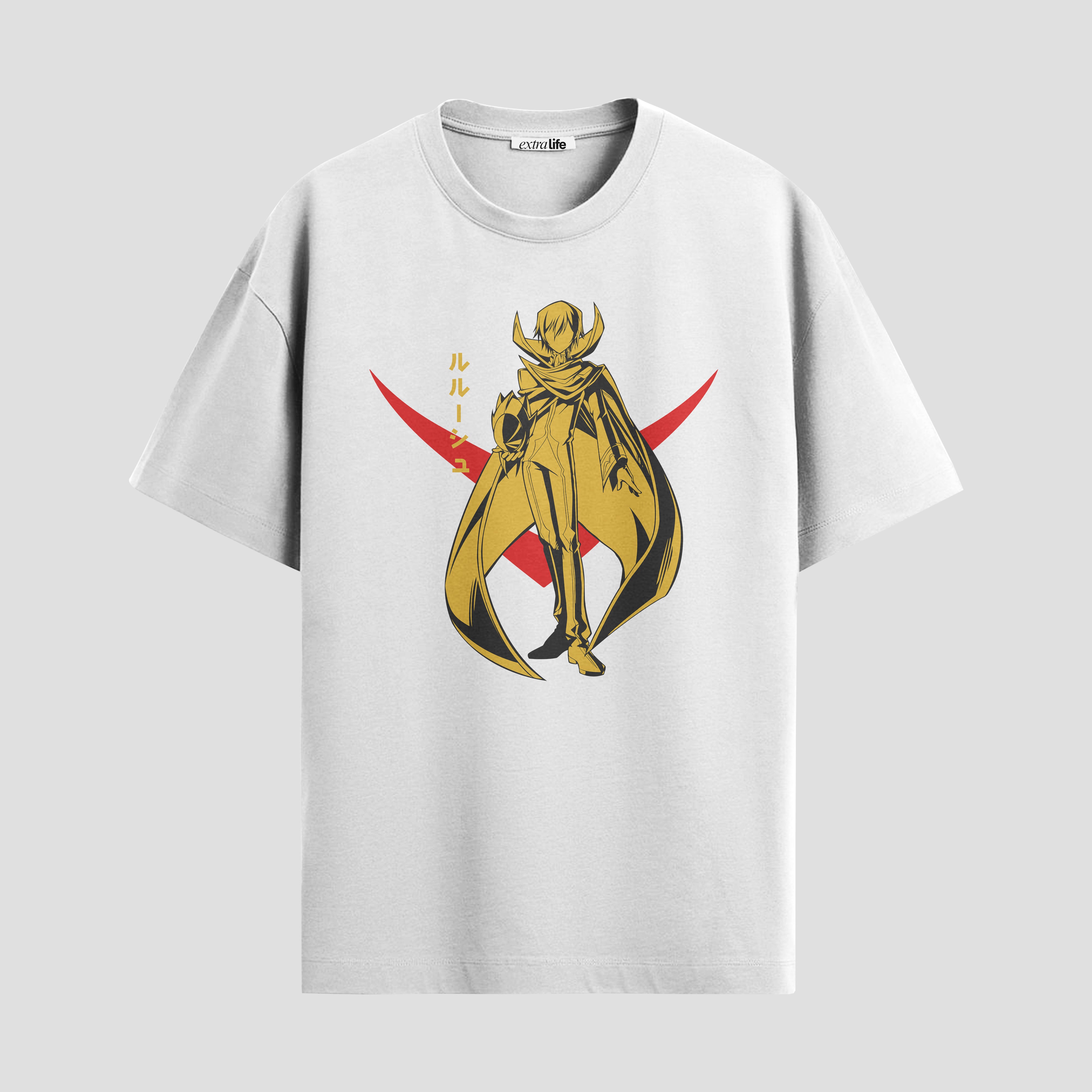 Playera urbana de anime y gaming ExtraLife MX, corte Standard Fit unisex ligero y transpirable en color Deep Black y Pure White, ropa de uso diario para gym y casual.