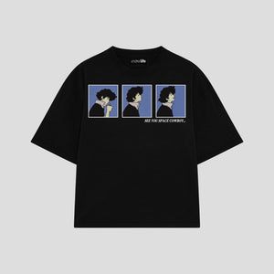 Playera streetwear premium de anime y gaming ExtraLife MX, corte oversized drop shoulder ligero y fresco en color Deep Black y Off-White, moda urbana mexicana de culto.