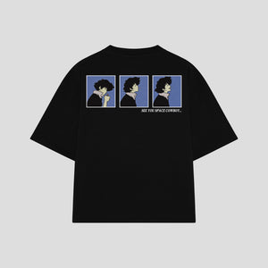 Playera streetwear premium de anime y gaming ExtraLife MX, corte oversized drop shoulder ligero y fresco en color Deep Black y Off-White, moda urbana mexicana de culto.
