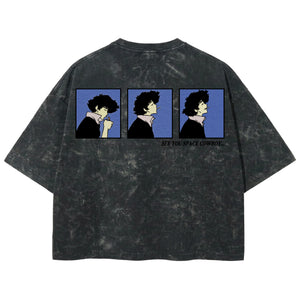 Playera streetwear premium de anime y gaming ExtraLife MX, corte boxy deluxe mineral wash heavyweight en color Acid Wash, moda urbana mexicana de culto.