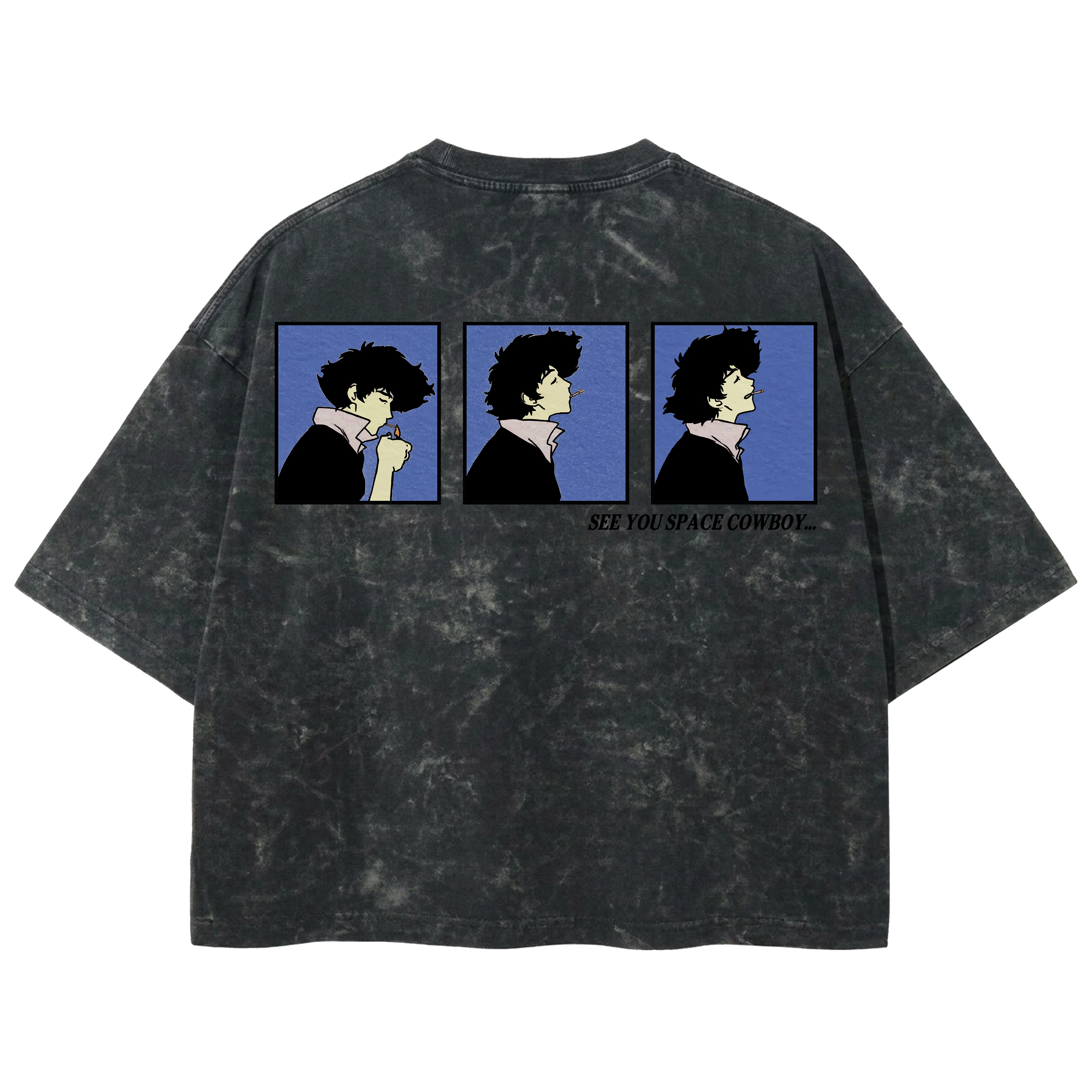 Playera streetwear premium de anime y gaming ExtraLife MX, corte boxy deluxe mineral wash heavyweight en color Acid Wash, moda urbana mexicana de culto.