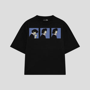 Playera streetwear premium de anime y gaming ExtraLife MX, corte oversized drop shoulder ligero y fresco en color Deep Black y Off-White, moda urbana mexicana de culto.
