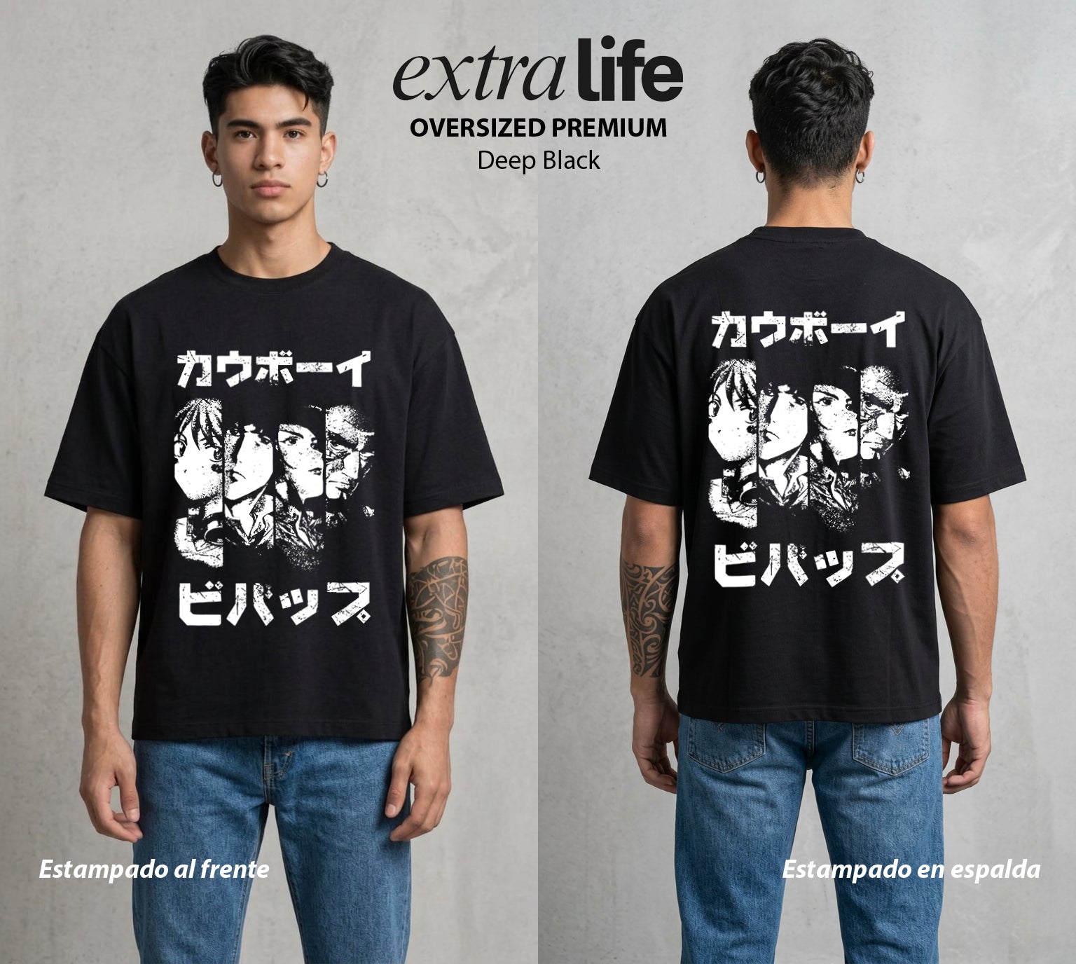Vaqueros del Espacio | La Tripulacion Swordfish #00519 - Playera Oversized Premium | Deep Black - Foto en modelo