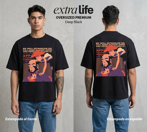 Vaqueros del Espacio | Genio e Industria #00521 - Playera Oversized Premium | Deep Black - Foto en modelo