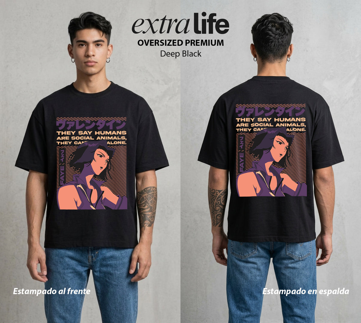 Vaqueros del Espacio | La Apostadora del Cosmos #00523 - Playera Oversized Premium | Deep Black - Foto en modelo