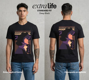 Vaqueros del Espacio | El Jazz y las Patadas #00527 - Playera Standard Fit | Deep Black - Foto en modelo