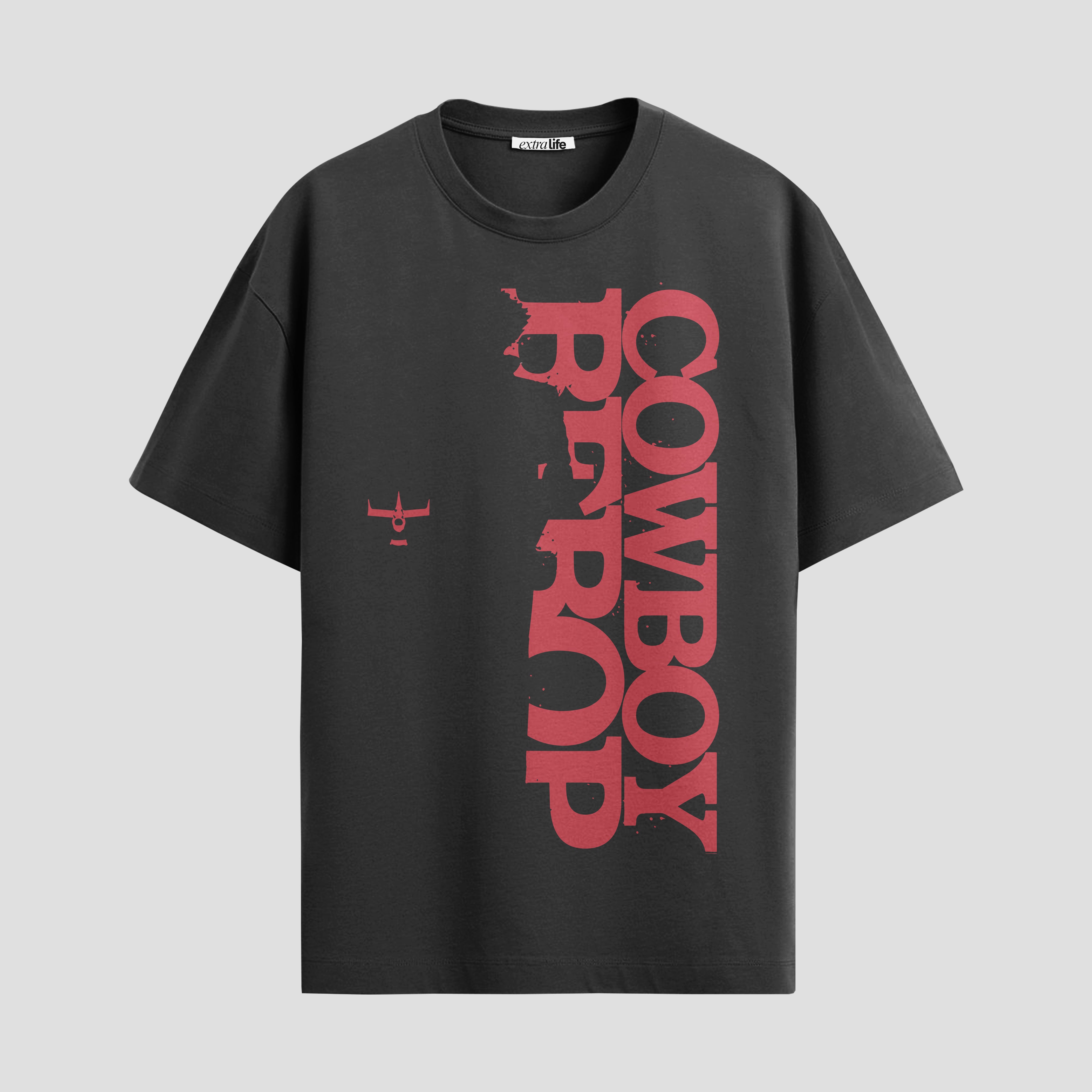 Playera urbana de anime y gaming ExtraLife MX, corte Standard Fit unisex ligero y transpirable en color Deep Black y Pure White, ropa de uso diario para gym y casual.