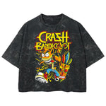 Playera streetwear premium de anime y gaming ExtraLife MX, corte boxy deluxe mineral wash heavyweight en color Acid Wash, moda urbana mexicana de culto.