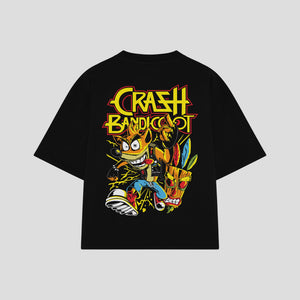 Playera streetwear premium de anime y gaming ExtraLife MX, corte oversized drop shoulder ligero y fresco en color Deep Black y Off-White, moda urbana mexicana de culto.