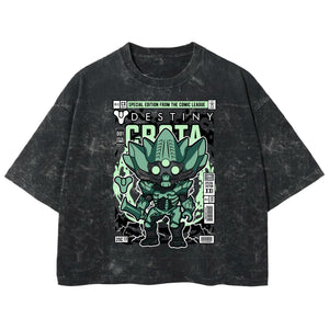 Playera streetwear premium de anime y gaming ExtraLife MX, corte boxy deluxe mineral wash heavyweight en color Acid Wash, moda urbana mexicana de culto.