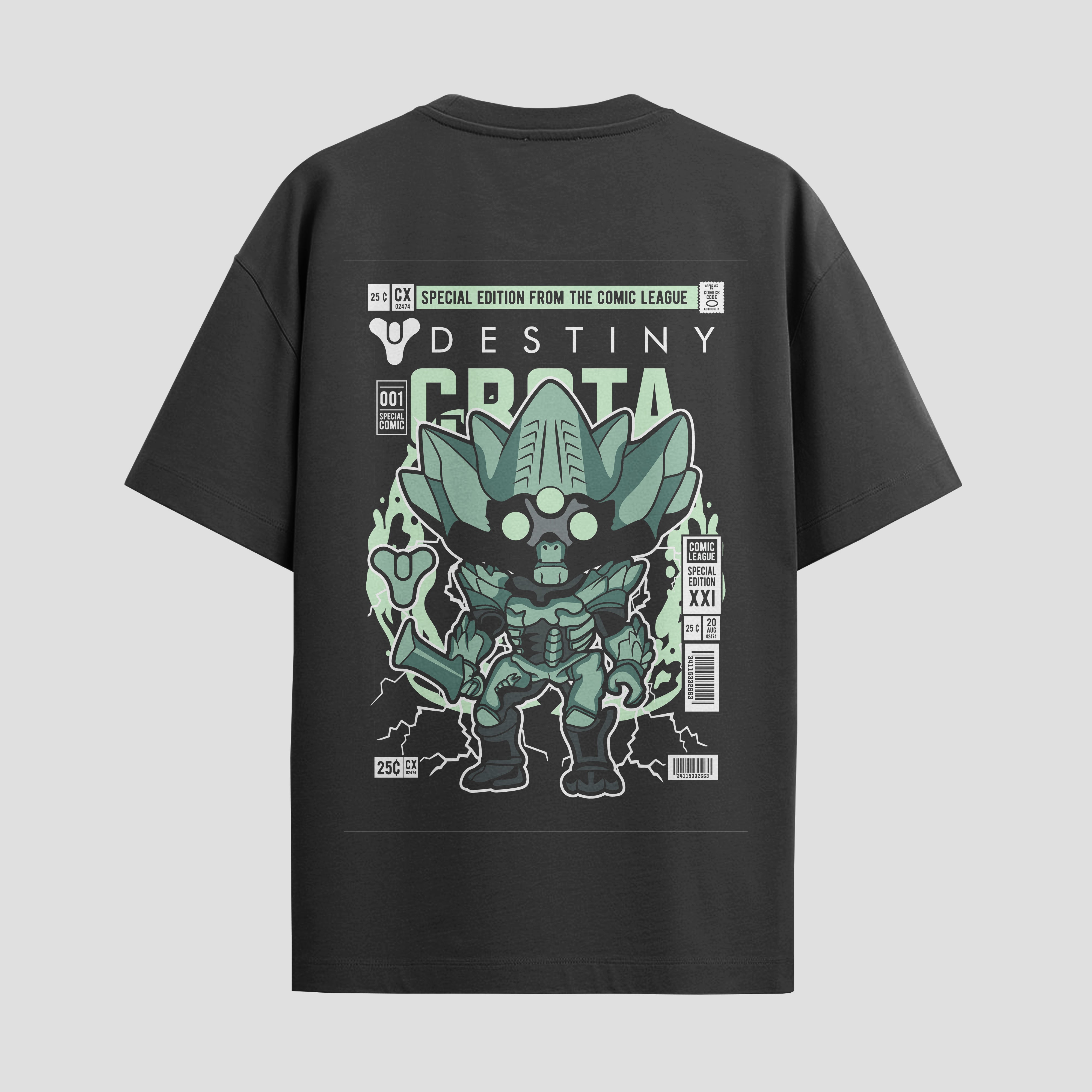 Playera urbana de anime y gaming ExtraLife MX, corte Standard Fit unisex ligero y transpirable en color Deep Black y Pure White, ropa de uso diario para gym y casual.