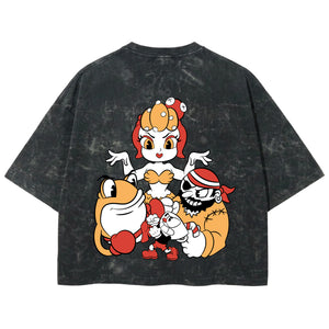 Playera streetwear premium de anime y gaming ExtraLife MX, corte boxy deluxe mineral wash heavyweight en color Acid Wash, moda urbana mexicana de culto.