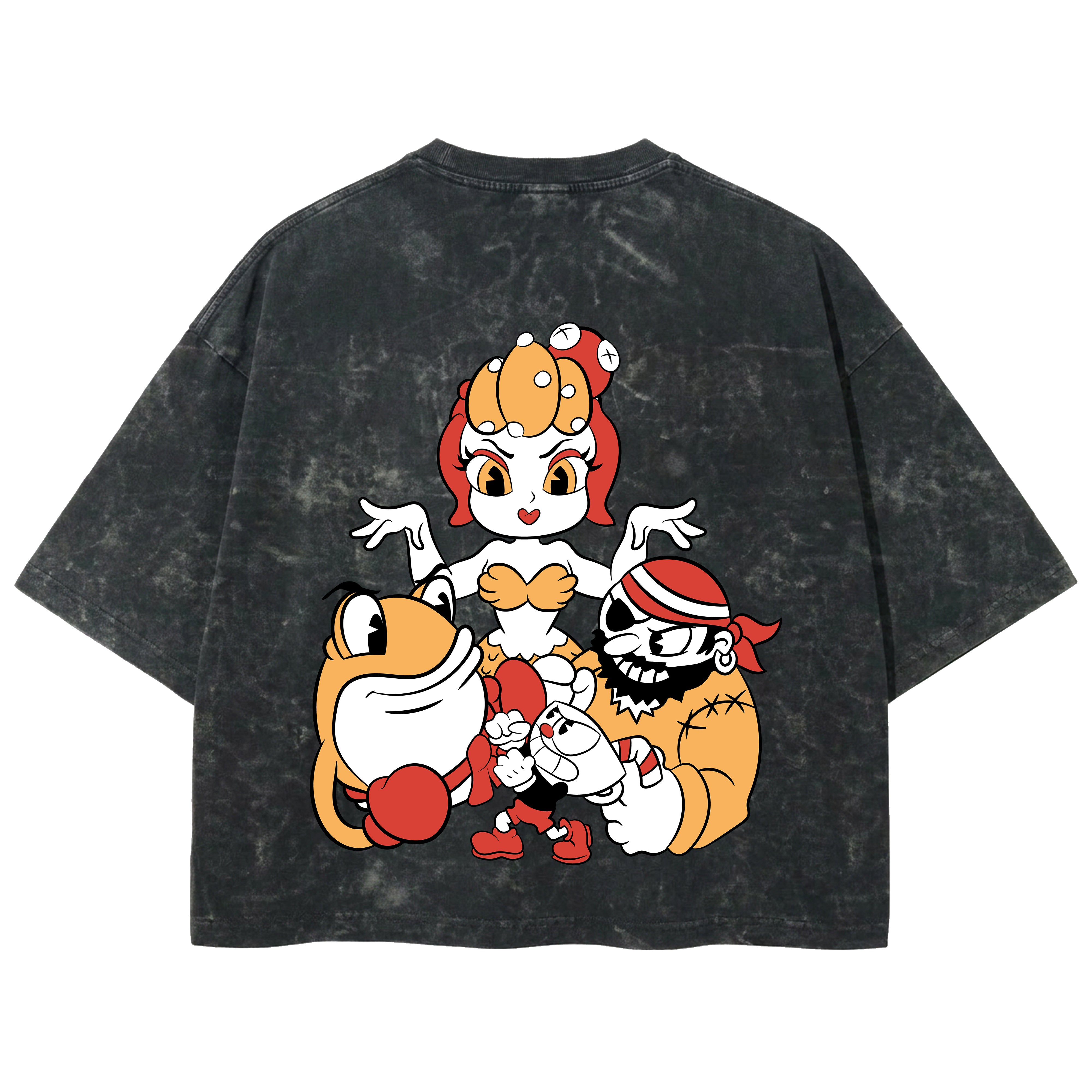 Playera streetwear premium de anime y gaming ExtraLife MX, corte boxy deluxe mineral wash heavyweight en color Acid Wash, moda urbana mexicana de culto.
