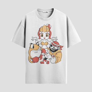 Playera urbana de anime y gaming ExtraLife MX, corte Standard Fit unisex ligero y transpirable en color Deep Black y Pure White, ropa de uso diario para gym y casual.