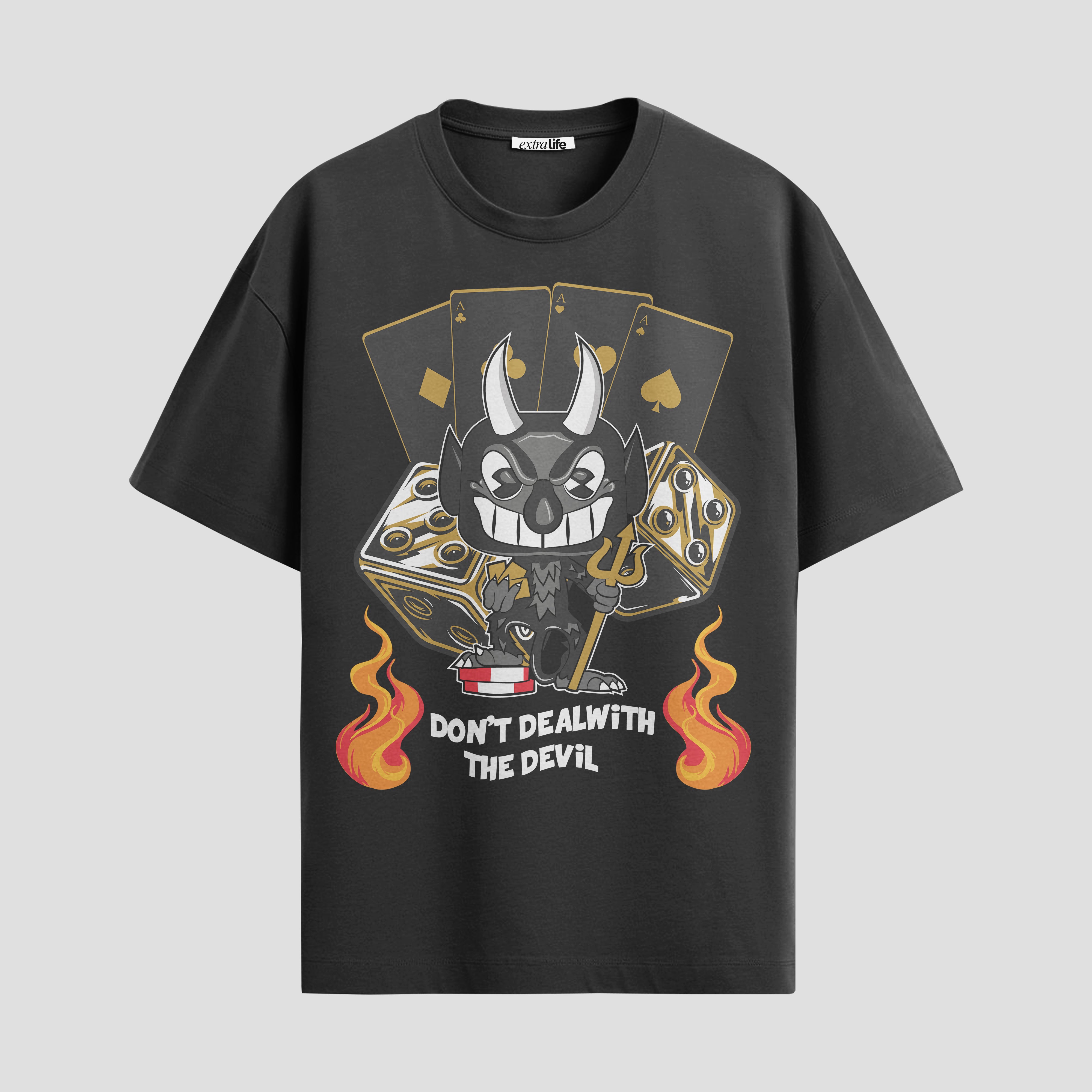 Playera urbana de anime y gaming ExtraLife MX, corte Standard Fit unisex ligero y transpirable en color Deep Black y Pure White, ropa de uso diario para gym y casual.