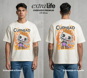 El Trato con el Diablo | Sin Tratos con el Mal Sin Tratos #00535 - Playera Oversized Premium | Off White - Foto en modelo