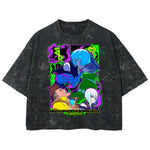 Playera streetwear premium de anime y gaming ExtraLife MX, corte boxy deluxe mineral wash heavyweight en color Acid Wash, moda urbana mexicana de culto.