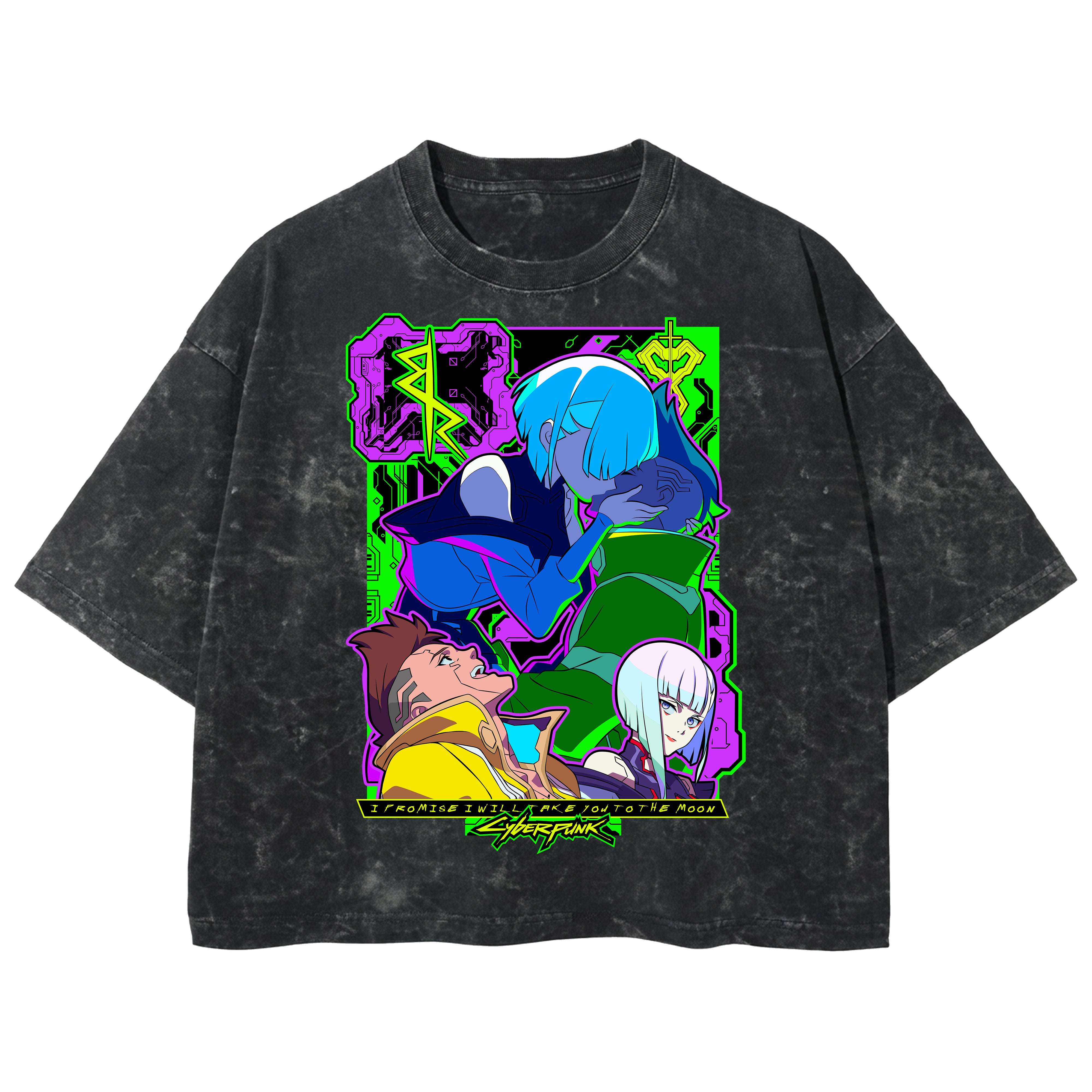 Playera streetwear premium de anime y gaming ExtraLife MX, corte boxy deluxe mineral wash heavyweight en color Acid Wash, moda urbana mexicana de culto.