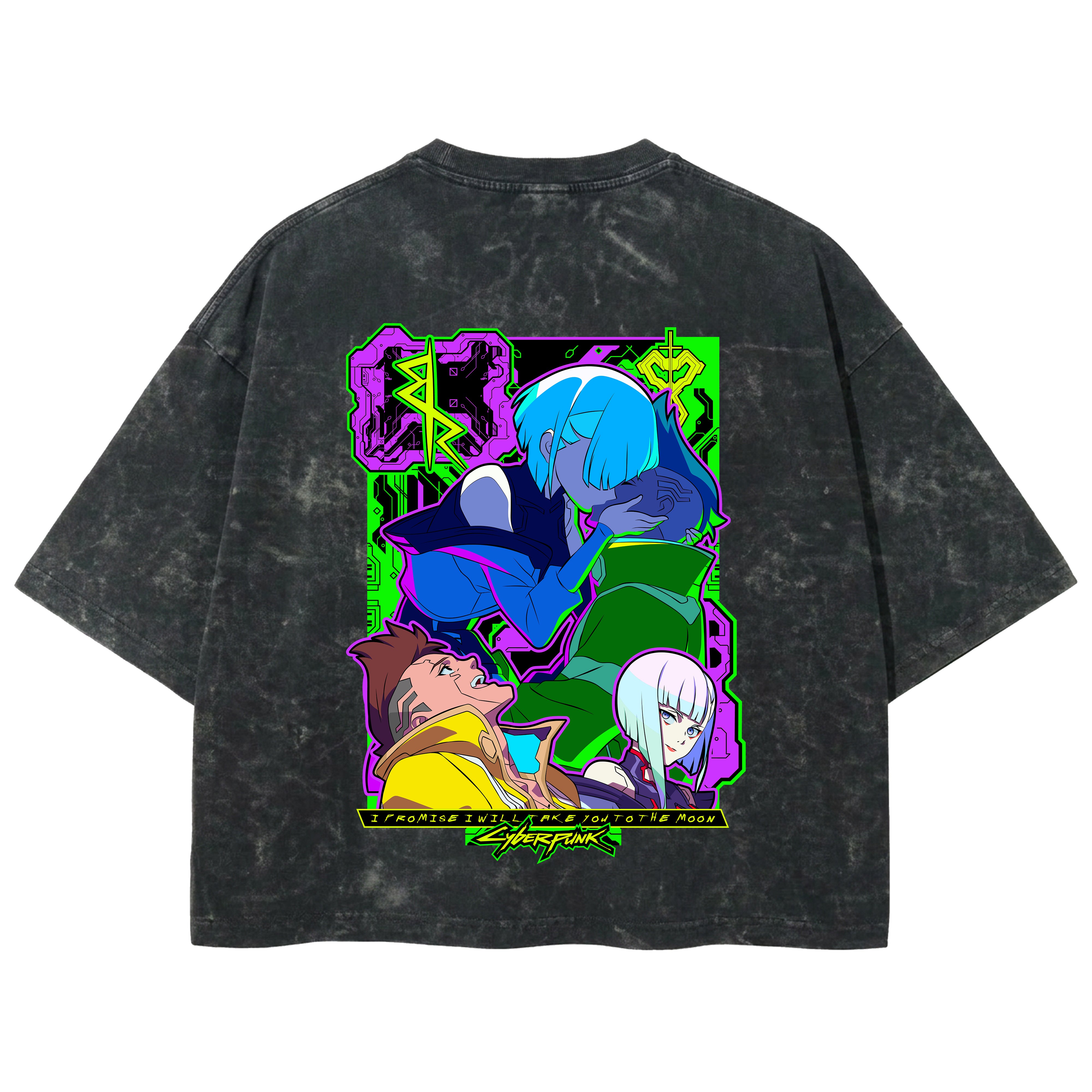 Playera streetwear premium de anime y gaming ExtraLife MX, corte boxy deluxe mineral wash heavyweight en color Acid Wash, moda urbana mexicana de culto.
