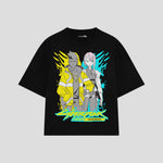 Playera streetwear premium de anime y gaming ExtraLife MX, corte oversized drop shoulder ligero y fresco en color Deep Black y Off-White, moda urbana mexicana de culto.