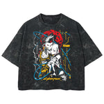 Playera streetwear premium de anime y gaming ExtraLife MX, corte boxy deluxe mineral wash heavyweight en color Acid Wash, moda urbana mexicana de culto.