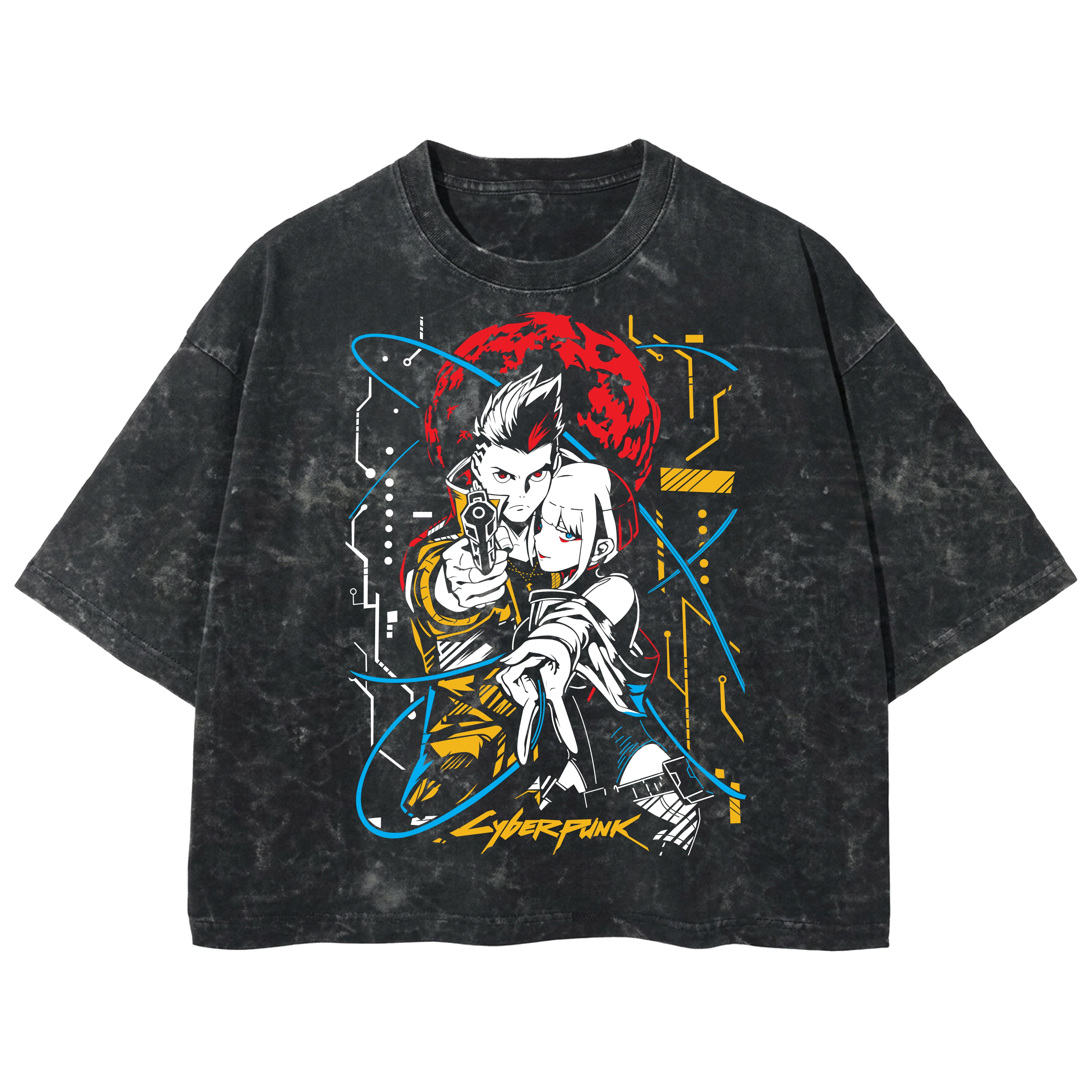 Playera streetwear premium de anime y gaming ExtraLife MX, corte boxy deluxe mineral wash heavyweight en color Acid Wash, moda urbana mexicana de culto.