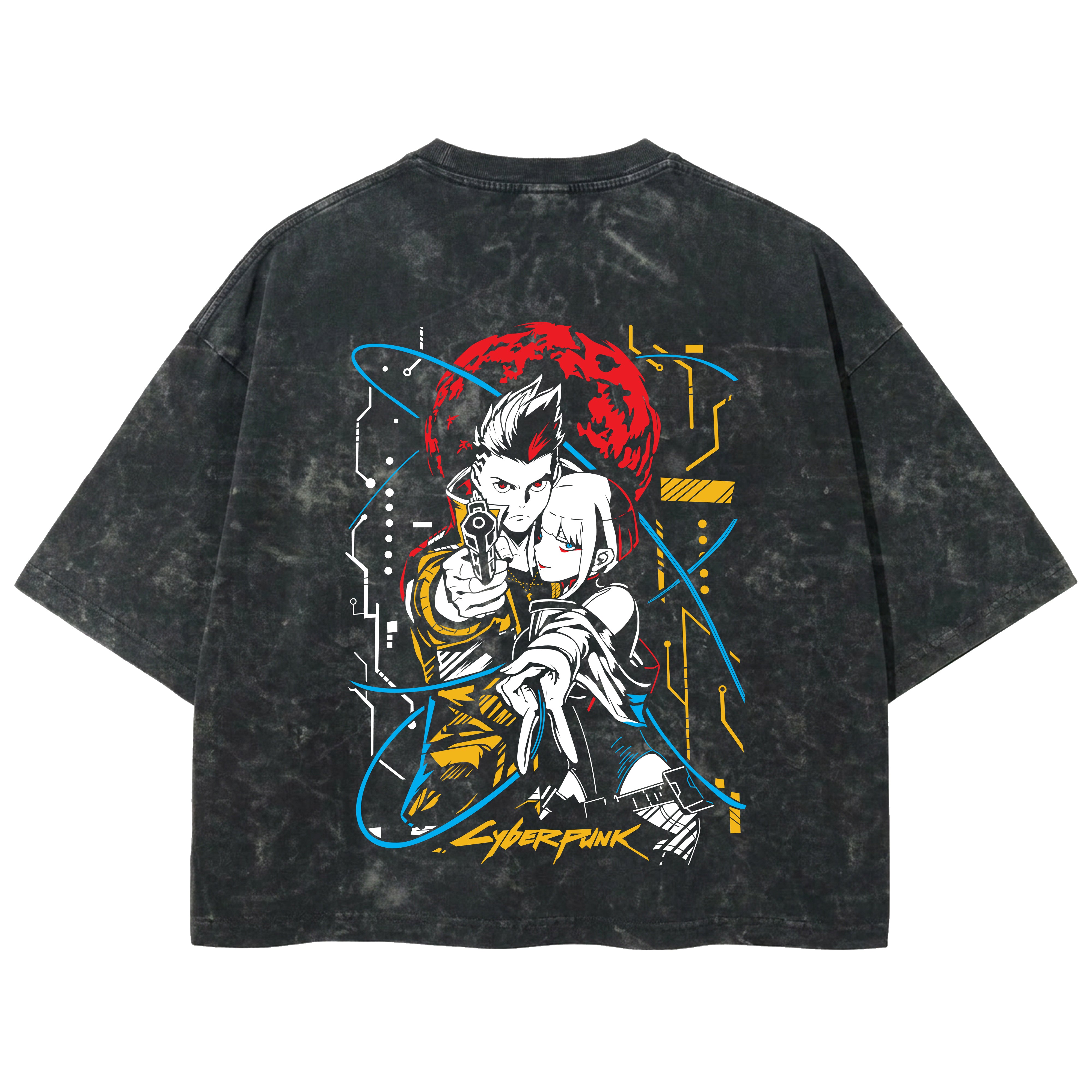 Playera streetwear premium de anime y gaming ExtraLife MX, corte boxy deluxe mineral wash heavyweight en color Acid Wash, moda urbana mexicana de culto.