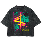 Playera streetwear premium de anime y gaming ExtraLife MX, corte boxy deluxe mineral wash heavyweight en color Acid Wash, moda urbana mexicana de culto.