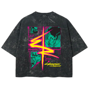 Playera streetwear premium de anime y gaming ExtraLife MX, corte boxy deluxe mineral wash heavyweight en color Acid Wash, moda urbana mexicana de culto.