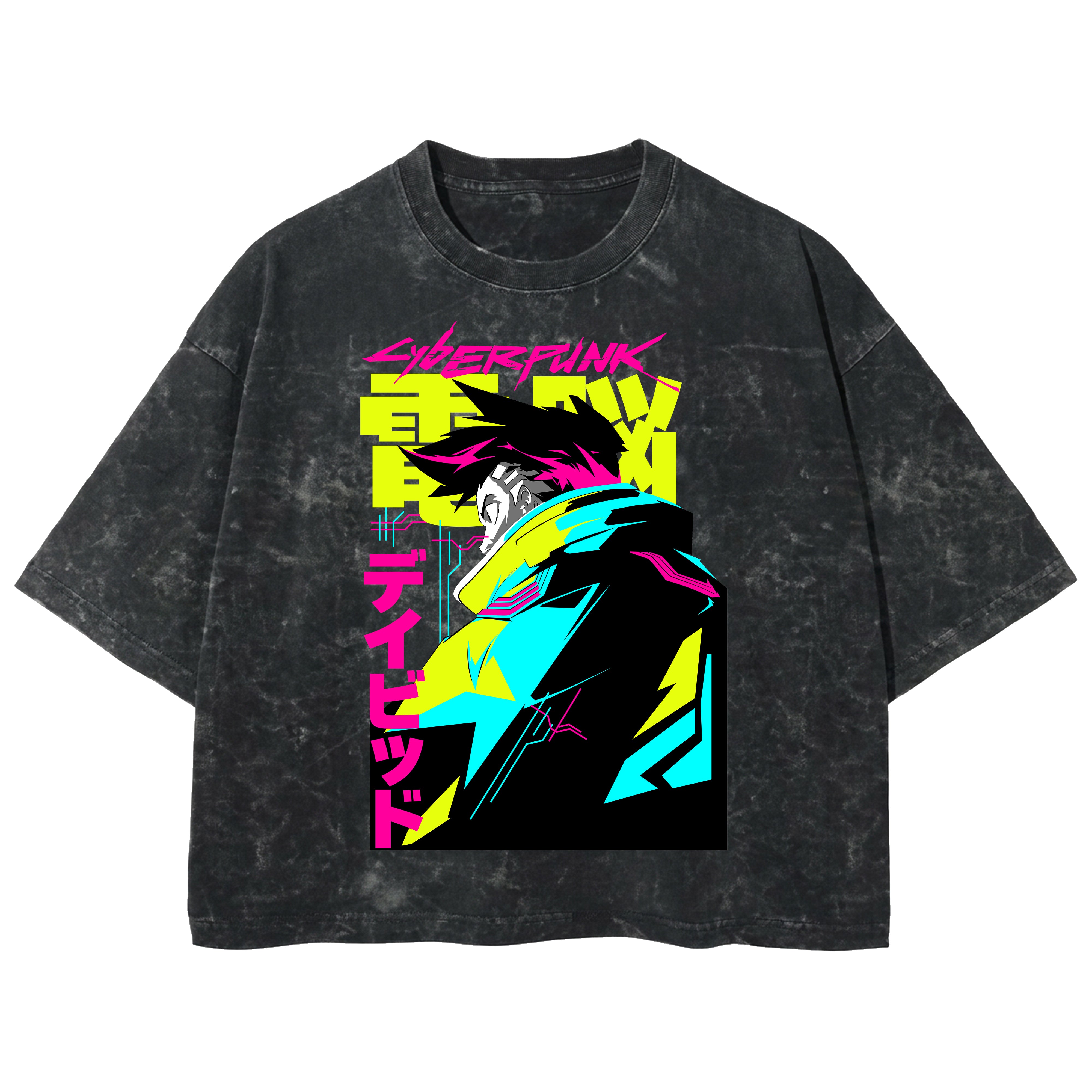 Playera streetwear premium de anime y gaming ExtraLife MX, corte boxy deluxe mineral wash heavyweight en color Acid Wash, moda urbana mexicana de culto.