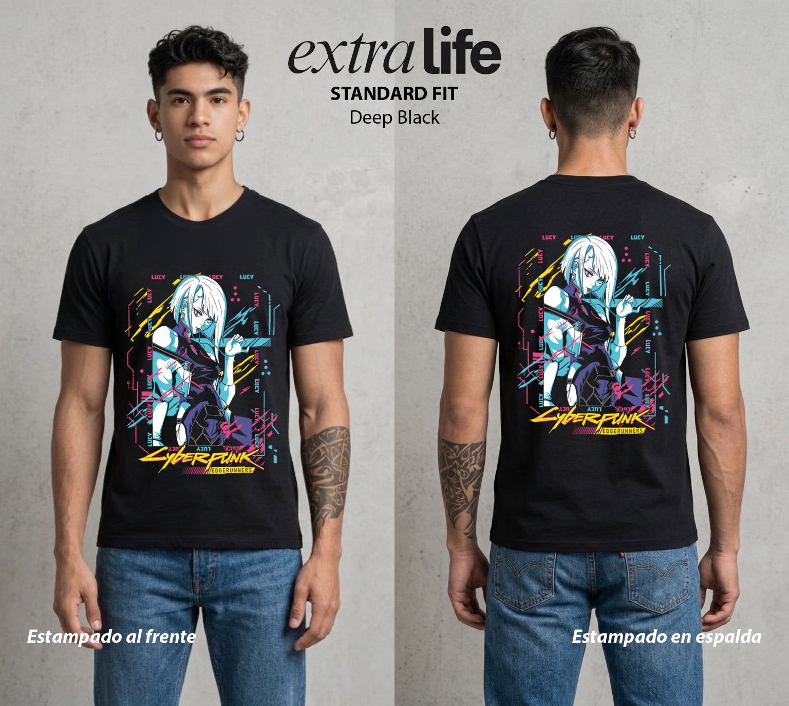 Los Corredores del Filo | El Sueno de la Luna #00548 - Playera Standard Fit | Deep Black - Foto en modelo