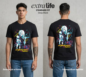 Los Corredores del Filo | El Sueno de la Luna #00548 - Playera Standard Fit | Deep Black - Foto en modelo