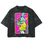 Playera streetwear premium de anime y gaming ExtraLife MX, corte boxy deluxe mineral wash heavyweight en color Acid Wash, moda urbana mexicana de culto.