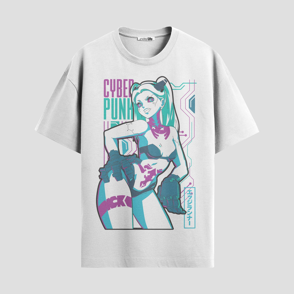 Playera urbana de anime y gaming ExtraLife MX, corte Classic Premium unisex ligero y transpirable en color Deep Black y Pure White, ropa de uso diario para gym y casual.