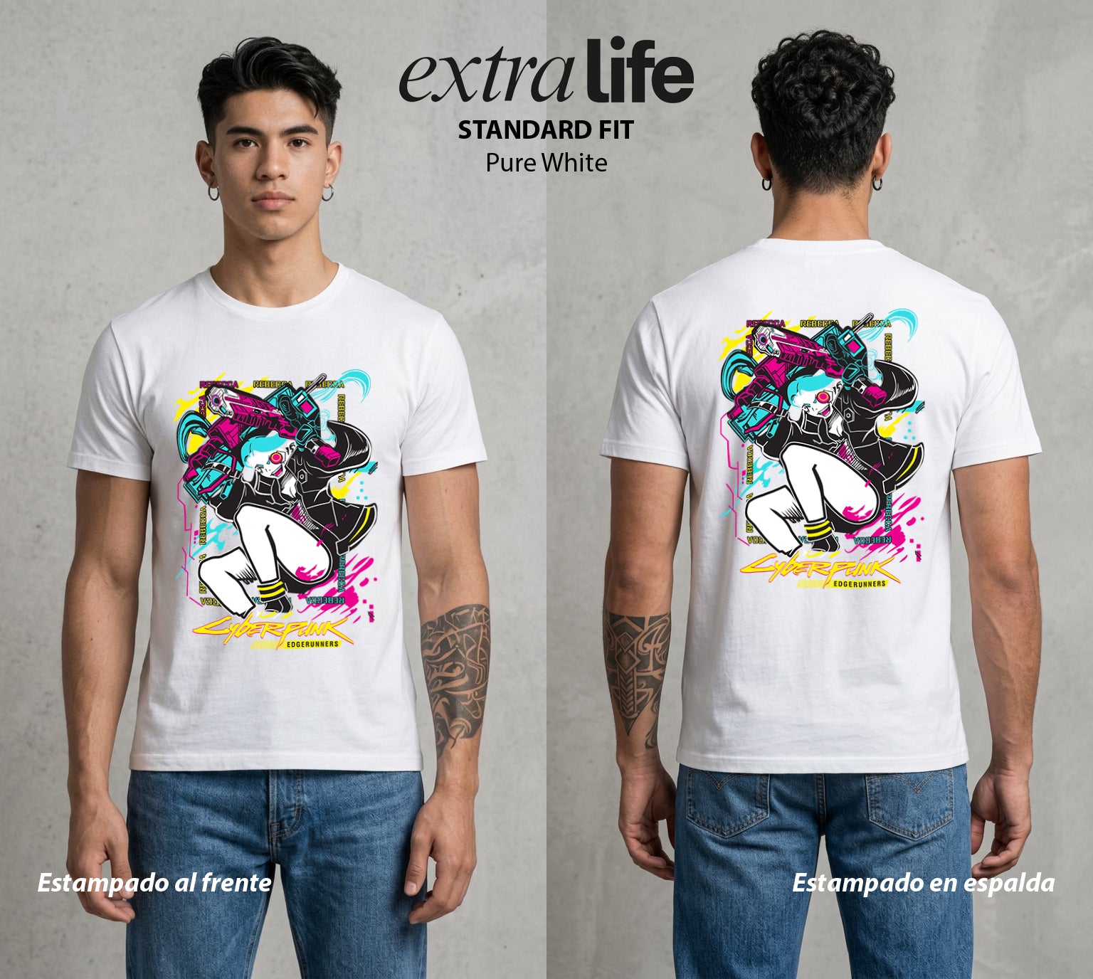 Los Corredores del Filo | La Pequena Letal #00553 - Playera Standard Fit | Pure White - Foto en modelo