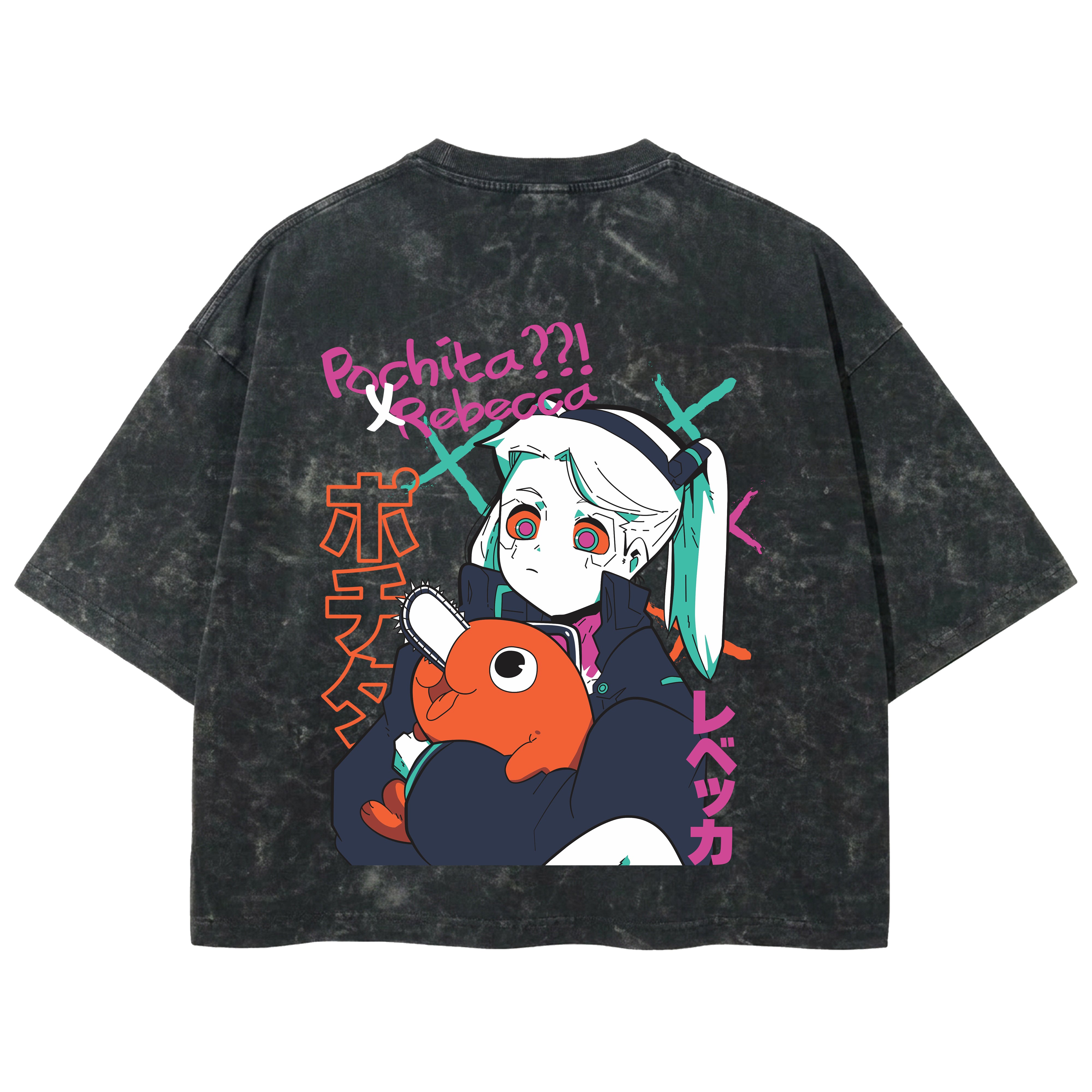 Playera streetwear premium de anime y gaming ExtraLife MX, corte boxy deluxe mineral wash heavyweight en color Acid Wash, moda urbana mexicana de culto.
